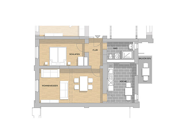 Bild der Mietwohnung Für Genuss-Menschen: Hohe Räume und Kochen mit Balkon-Blick