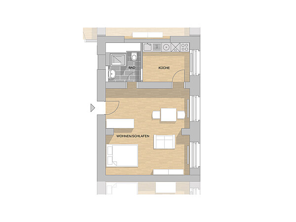 Bild der Mietwohnung Single-Wohnung mit stylischer Gewölbedecke