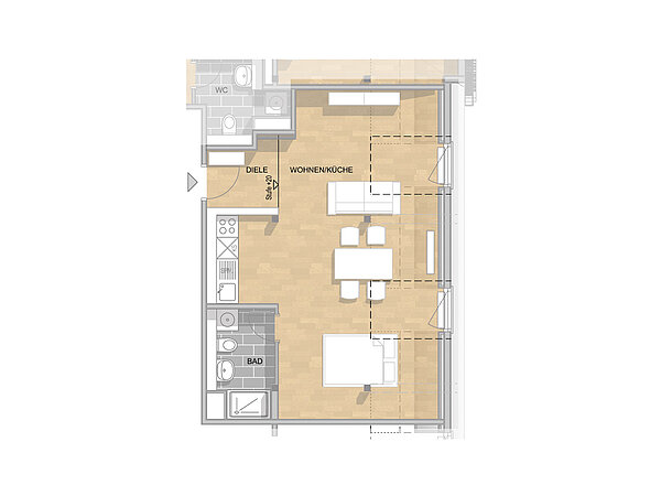 Bild der Mietwohnung 1-Zimmer-Wohnung mit hohen Dachgauben