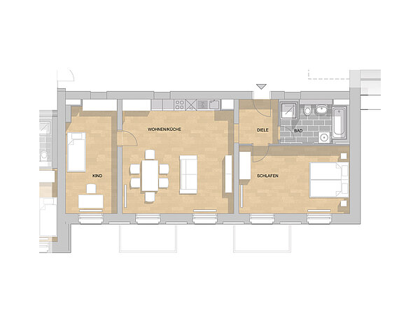 Bild der Mietwohnung 3-Zimmer-Wohnung mit Kappengewölbedecke