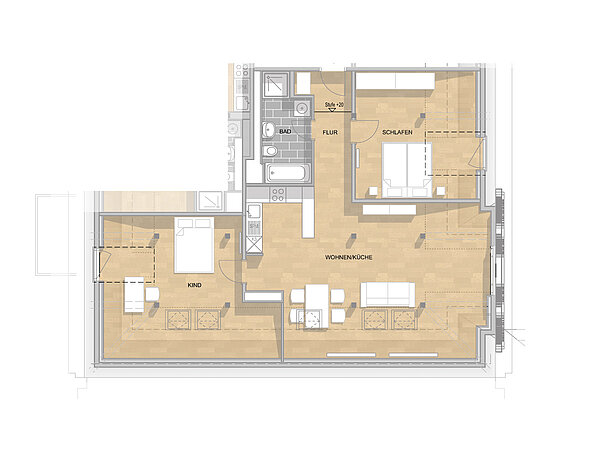 Bild der Mietwohnung 3-Zimmer-Wohnung mit bodentiefen Fenstern