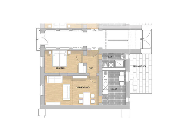Bild der Mietwohnung Hohe Räume und Terrasse für ein luftiges Wohngefühl
